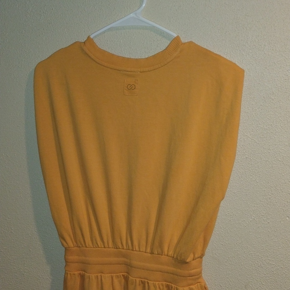 Orange 100% Cotton Athletic Sleeveless Midi Dress with Drawstring Waist S - Picture 5 of 6